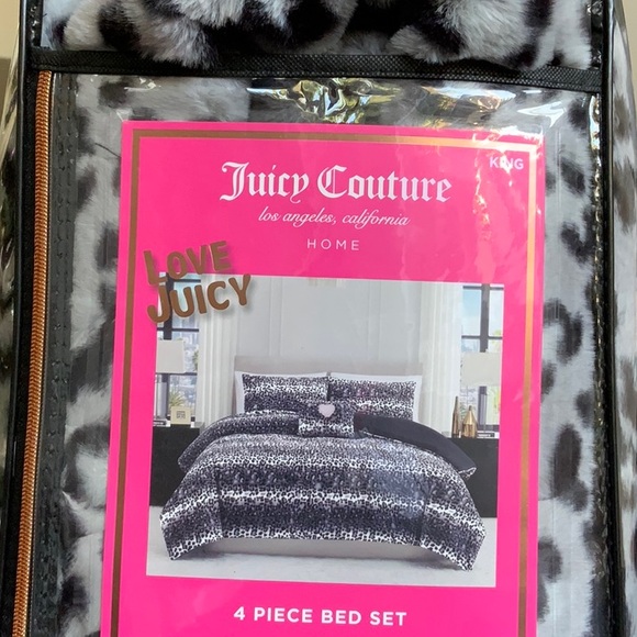 💖🌸4 PIECE Juicy Couture Home Plush & Cozy Leopard Print  Comforter Set - Picture 6 of 7